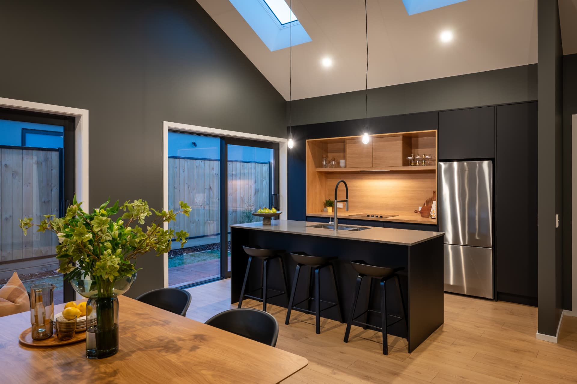 Open-plan Trident Homes kitchen and dining area